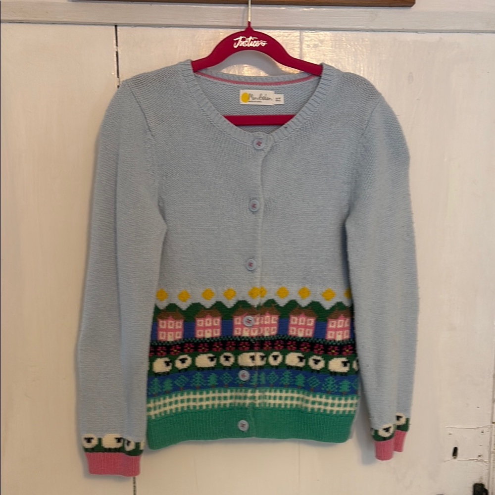 Mini Boden Blue and Multicolor Countryside Sweater